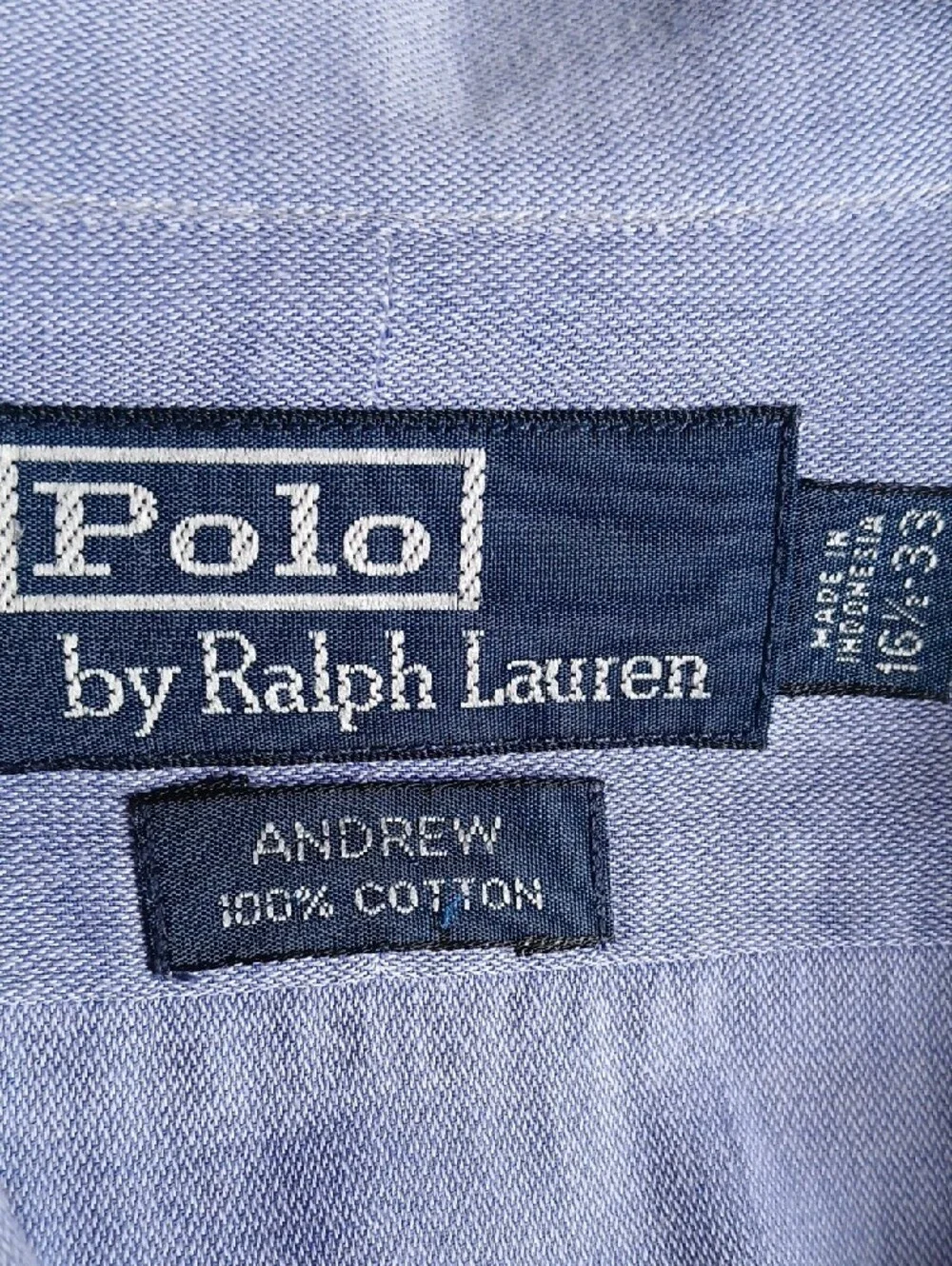 Polo by Ralph Lauren Light Blue Button-Front Dress Shirt with Navy Logo